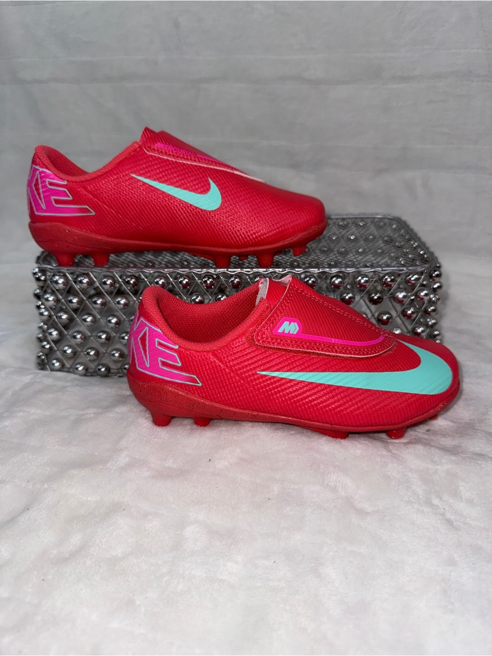 Nike Jr Mercurial Vapor 16 Club Cleats Ember Glow Pink Teal Sz 11C FQ8290-800 - Picture 12 of 15